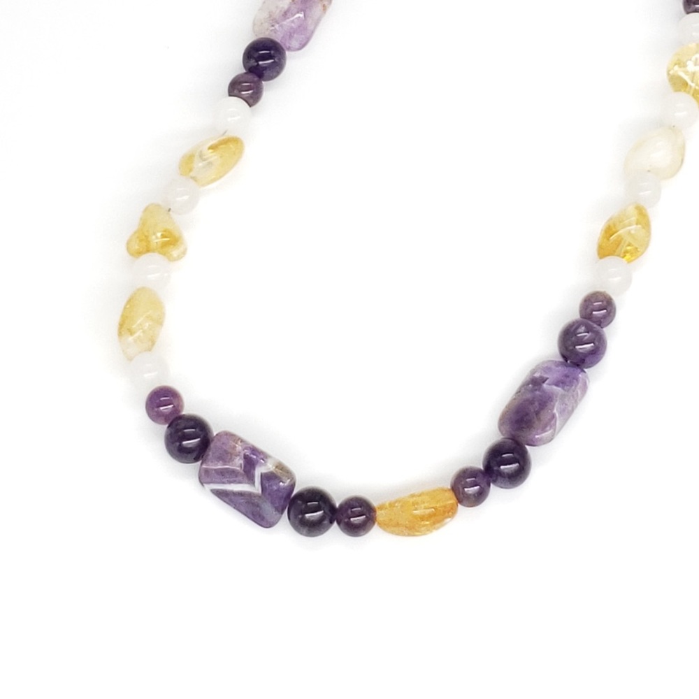 💥 Amethyst & Citrine Handmade Bead Boho Necklace - Picture 5 of 11